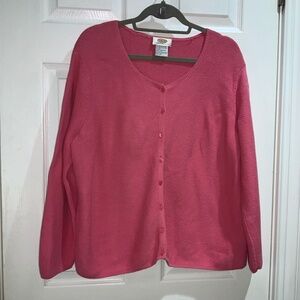 Talbots Woman Petite cotton blend button front coral cardigan measures as XXLP